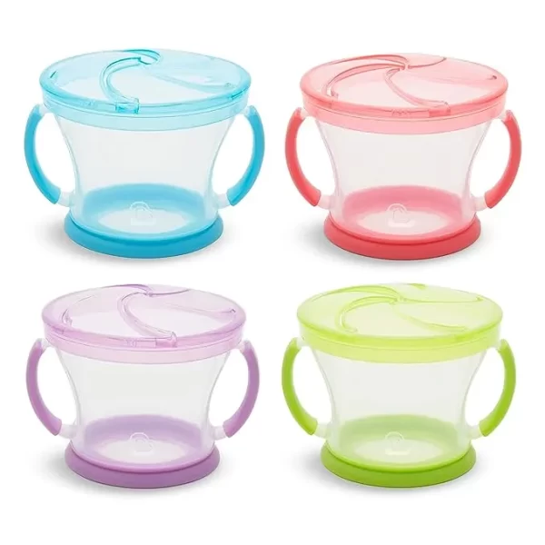 Munchkin® Snack Catcher® Toddler Snack Cups, 4 Pack, Blue/Green/Pink/Purple