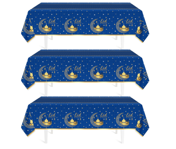 3Pack Blue Tablecloth Disposable Ramadan Mubarak Decor