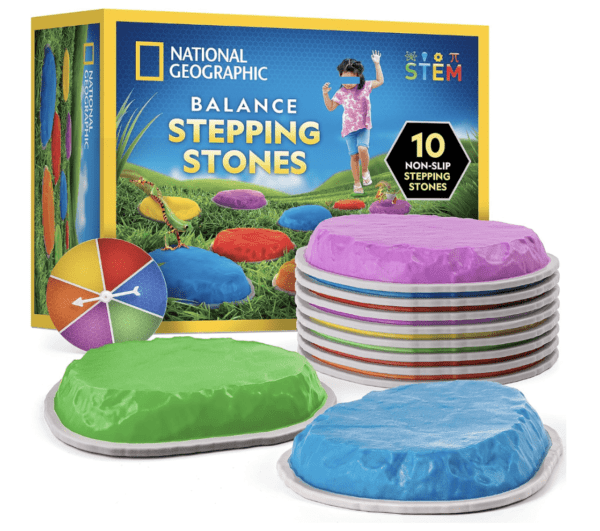 NATIONAL GEOGRAPHIC Stepping Stones for Kids – Durable Non-Slip Stones Encourage Toddler Balance & Gross Motor Skills