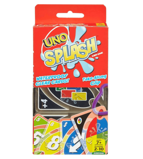 Mattel Games ​UNO Splash Card Game for Outdoor Camping, Travel and Family Night with Water-Resistent Plastic Cards